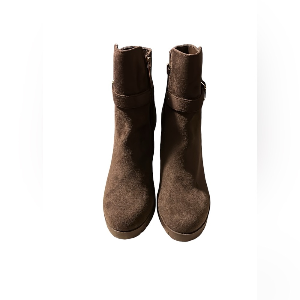Anne Klein Dark chocolate chunky heel ankle boot - Picture 2 of 4